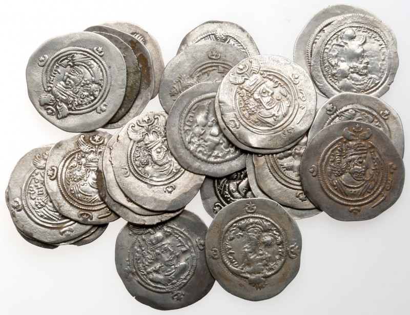 SASANIAN EMPIRE - 25-piece lot of Unattributed Silver Drachms, ca. 7-8th century...