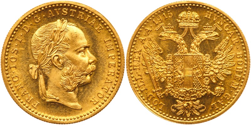 Austria. 1 Ducat, 1915. KM-2267. Restrike. Weight 0.1107 ounce. Franz Joseph I. ...