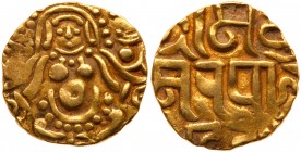 India: Yadavas of Tribhuvanagiri. Kumara Pala, before 1196. Gold 4½ masha (4.0g). VF