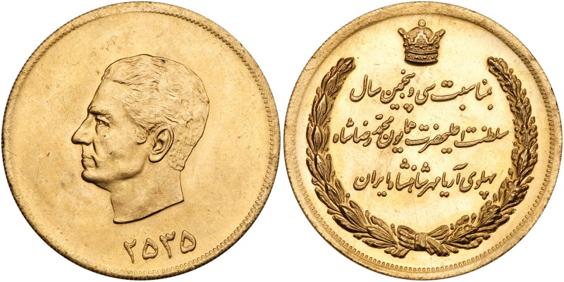 Iran. Gold Medal, MS2535 (1976). Weight 40.75 grams. 40 mm. Muhammad Reza Shah P...