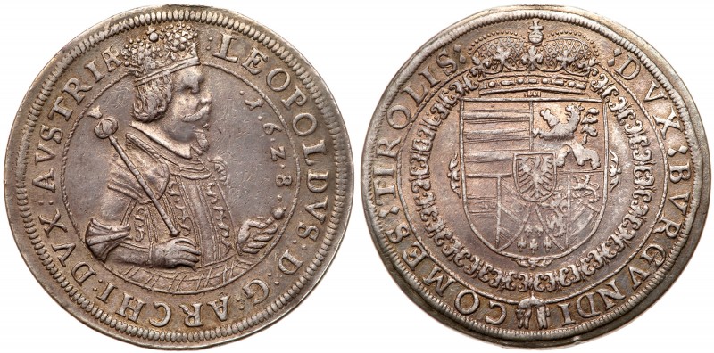 Austria. Taler, 1628 (Hall). Dav-3338; KM-629.2. Archduke Leopold as Count of Ty...