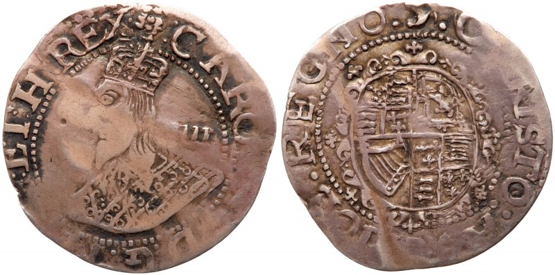 Charles I (1625-1649). Silver Groat, Worcester or Shrewsbury Mint, circa 1643-44...