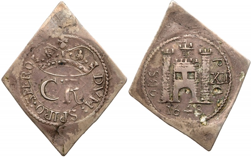 Great Britain. Pontefract Shilling, 1648. S.3149; N-2647. 5.54g. Lozenge shaped....