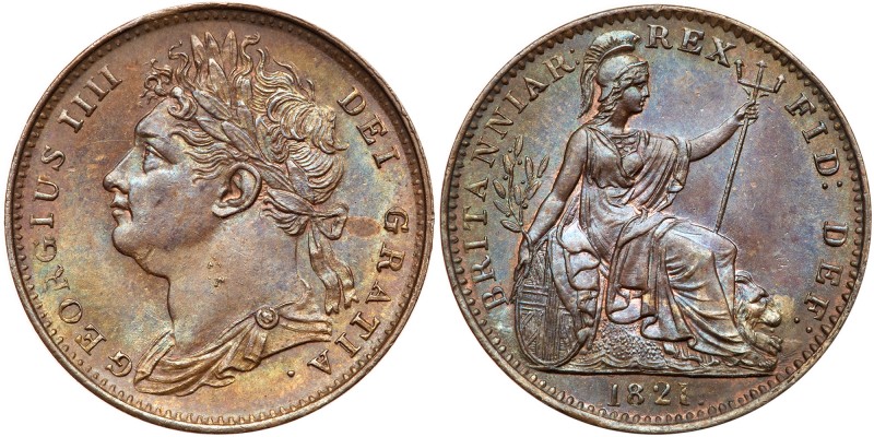 Great Britain. Farthing, 1821. S.3822; KM-677. George IV. Unusual date numerals....