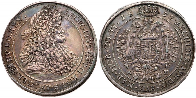 Hungary. Taler, 1692-KB (Kremnitz). Dav-3262; KM-214.3. Leopold I. Toned. NGC gr...