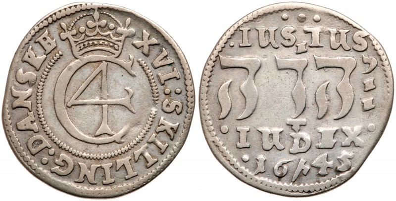 Israel. Judaica, Denmark 1645 4 Skilling. Inscribed JEHOVAH in Hebrew. Issued by...