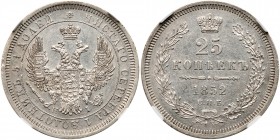 Russia. 25 Kopecks, 1852- I. NGC AU55