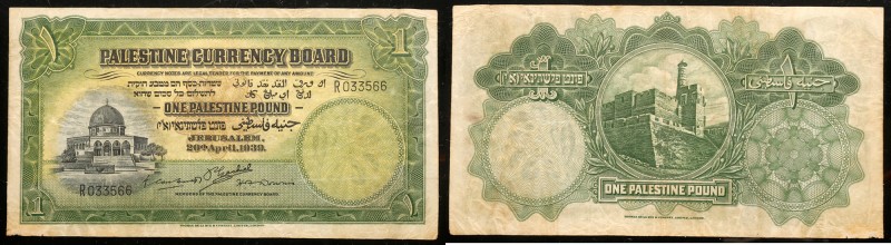 Palestine. Mandate, Pound, April 20, 1939. Some faint discoloration in borders, ...