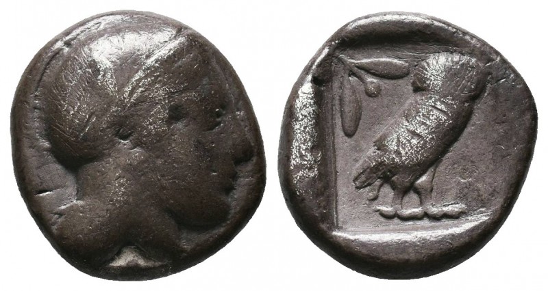 ATTICA.Athens.Circa 454-404 BC.AR Drachm!!!

Obverse : Helmeted head of Athena r...