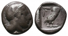 ATTICA.Athens.Circa 454-404 BC.AR Drachm!!!

Obverse : Helmeted head of Athena right
Reverse : AΘE; owl standing right, head facing; olive sprig and c...