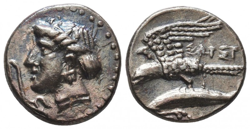 Paphlagonia, Sinope AR Drachm, magistrate. Circa 410-350 BC. Head of nymph Sinop...