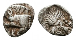 Greek Obol, Ca. 350-300 BC. AR
Condition: Very Fine


Weight: 0,2 gram
Diameter: 7,7 mm