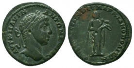 Elagabalus Æ25 of Marcianopolis, Moesia Inferior. AD 218-222. AVT K M AYPH ANTΩNE[INOC], laureate head right / [YΠ CEPΓ TITIAN8] MAPKIANOΠOΛITΩN, Hygi...