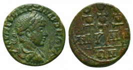 BITHYNIA, Nicaea. Elagabalus. AD 218-222. Æ (22mm, 6.28 g, 12h). Laureate head right / Aquila between two signa. RG 568.


Weight: 4,1 gr
Diameter: 19...