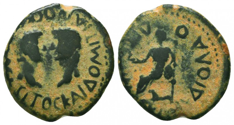 LYCAONIA, Laodiceia Combusta. Titus and Domitian. Æ. Confronted head of Titus an...