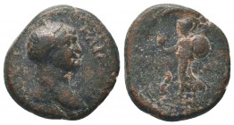 Pamphylia. Side . Trajan AD 98-117. Bronze Æ [TPAIANOC] KAICAP [CEΠ?]; laureate and draped bust right / CIΔH-TWN; Athena advancing left, snake erectin...