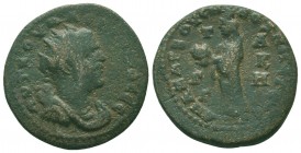 CILICIA. Anazarbus. Valerian I, 253-260. Hexassarion , CY 272 = 253/4. AYT K OYAΛЄPIANOC Radiate, draped and cuirassed bust of Valerian I to right. Re...