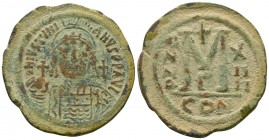 Justinian I. AD 527-565. Ae 
Condition: Very Fine


Weight: 22,9 gram
Diameter: 39,5 mm