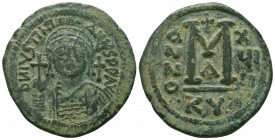 Justinian I. AD 527-565. Ae 
Condition: Very Fine


Weight: 19,7 gram
Diameter: 35 mm