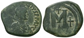 Justinian I. AD 527-565. Ae 
Condition: Very Fine


Weight: 18,7 gram
Diameter: 30,7 mm