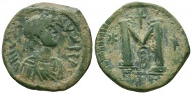 Justinian I. AD 527-565. Ae 
Condition: Very Fine


Weight: 16,8 gram
Diameter: 29,8 mm
