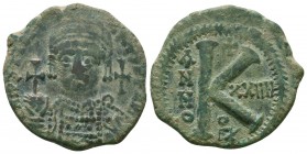Justinian I. AD 527-565. Ae 
Condition: Very Fine


Weight: 9,5 gram
Diameter: 28,3 mm