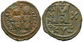 Justin II and Sophia AD 565-578. Ae Follis
Condition: Very Fine


Weight: 13,3 gram
Diameter: 31,7 mm