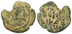 CRUSADERS. Edessa. Richard of Salerno, regent, 1104-1108. Follis. Nimbate and draped bust of Christ facing, raising his right hand in benediction and ...