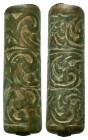 Ancient Roman decorated bronze tube, c. 1st-3rd century AD.
Condition: Very Fine

Weight: 2,1 gram
Diameter: 37,5 mm