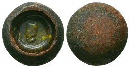 Byzantine Commercial Weight. Circa 5th-7th Century AD.
Glass inlaid with a head of emperor
Condition: Very Fine


Weight: 18,5 gram
Diameter: 19,7 mm