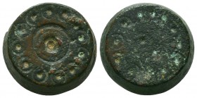 Byzantine Commercial Weight. Circa 5th-7th Century AD.
Condition: Very Fine


Weight: 20,4 gram
Diameter: 19,7 mm