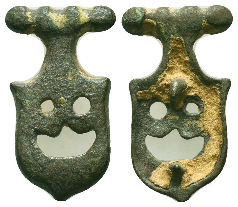 Ancient Roman bronze military / legionary belt buckle and belt fittings, c. 1st-...