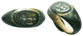 Byzantine Ring , c. 11th-13th century AD
Condition: Very Fine

Weight: 5,4 gram
Diameter: 18,2 mm