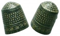 Byzantine Thimble , c. 11th-13th century AD
Condition: Very Fine

Weight: 2,6 gram
Diameter: 17,7 mm