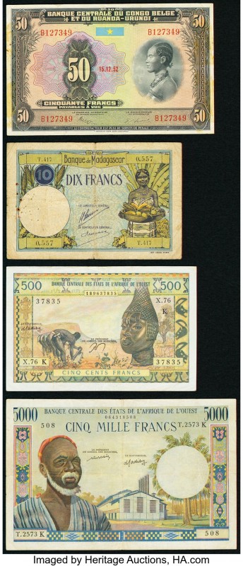 African Lot of (Belgian Congo; Madagascar and More) of 4 Examples Fine-Extremly ...