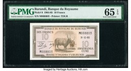 Burundi Banque du Royaume du Burundi 10 Francs 31.12.1965 Pick 9 PMG Gem Uncirculated 65 EPQ. 

HID09801242017

© 2020 Heritage Auctions | All Rights ...
