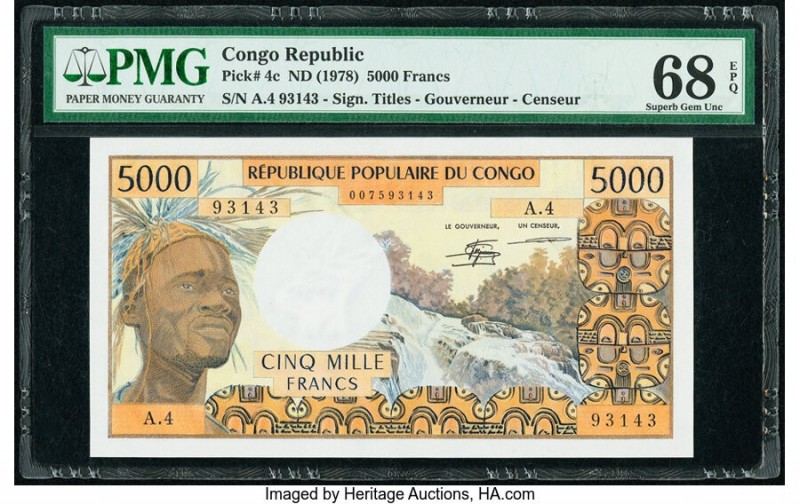 Congo Republic Banque des Etats de l'Afrique Centrale 5000 Francs ND (1978) Pick...