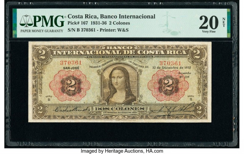 Costa Rica Banco Internacional de Costa Rica 2 Colones 22.12.1932 Pick 167 PMG V...