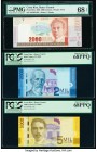 Costa Rica Banco Central de Costa Rica 2000 (2); 5000 Colones (2000-2009) Pick 275; 265e; 276 PCGS Superb Gem New 68PPQ (2); PMG Superb Gem Unc 68 EPQ...