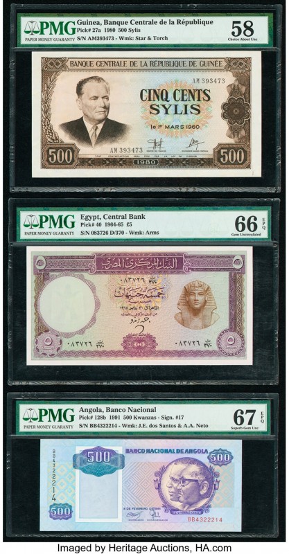 Egypt Central Bank of Egypt 5 Pounds 1964-65 Pick 40 PMG Gem Uncirculated 66 EPQ...
