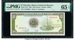 El Salvador Banco Central de Reserva de El Salvador 100 Colones 29.9.1983 Pick 137a PMG Gem Uncirculated 65 EPQ. 

HID09801242017

© 2020 Heritage Auc...