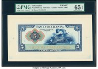 El Salvador Banco Occidental 5 Colones 1920 Pick S194Afp; S194Abp Front and Back Proofs PMG Gem Uncirculated 65 EPQ (2). Mounted on cardstock. 

HID09...