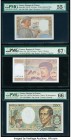 France Banque de France 10; 20; 200 Francs (1943-1991) Pick 99d; 151e; 155a PMG About Uncirculated 55 EPQ; Gem Uncirculated 66 EPQ; Superb Gem Unc 67 ...