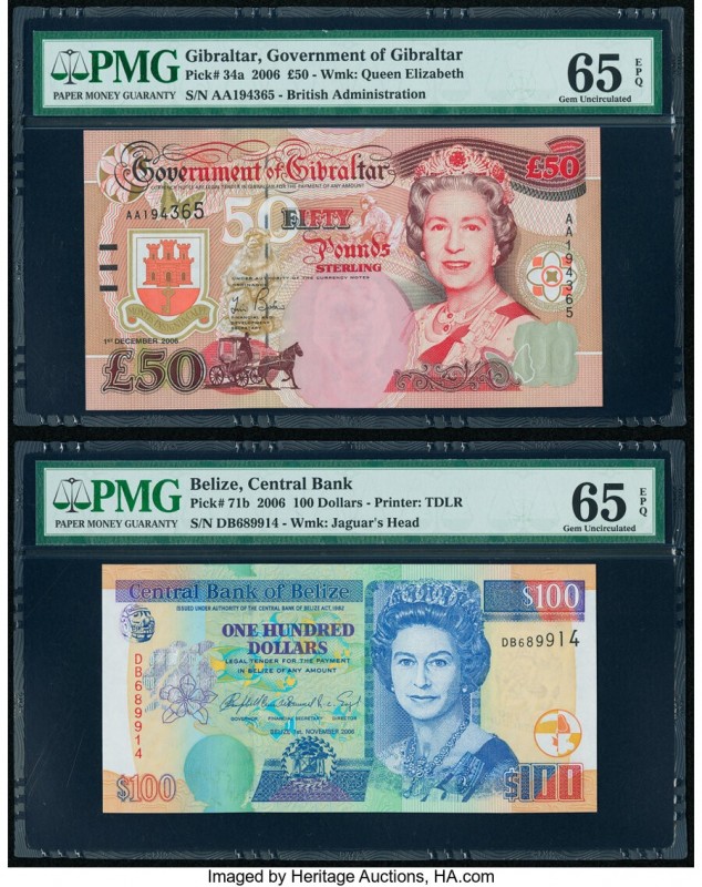 Gibraltar Government of Gibraltar 50 Pounds 1.12.2006 Pick 34a PMG Gem Uncircula...