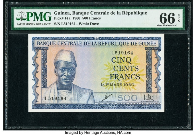 Guinea Banque Centrale de la Republique de Guinee 500 Francs 1.3.1960 Pick 14a P...