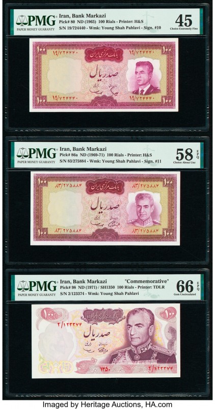 Iran Bank Markazi 100 Rials ND (1965-1976) Pick 80; 86a; 98; 102a (2); 102b; 102...