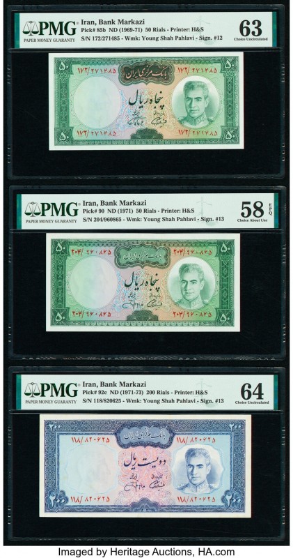 Iran Bank Markazi 20 (3); 50 (3); 200 Rials ND (1969-1979) Pick 85b; 90; 92c; 10...