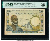 West African States Banque Centrale des Etats de L'Afrique de L'Ouest - Cote d'Ivoire 5000 Francs 2.3.1965 Pick 104Ad PMG Very Fine 25. Stains. 

HID0...