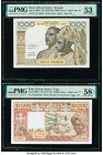 West African States Banque Centrale des Etats de L'Afrique de L'Ouest - Senegal 1000 Francs ND (1959-65) Pick 703Km PMG About Uncirculated 53. West Af...