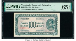 Yugoslavia Democratic Federation 100 Dinara 1943 Pick 53a PMG Gem Uncirculated 65 EPQ. 

HID09801242017

© 2020 Heritage Auctions | All Rights Reserve...
